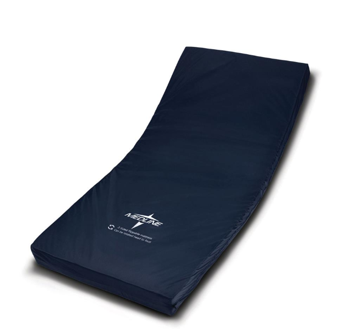 Therapeutic foam mattress with blue cover