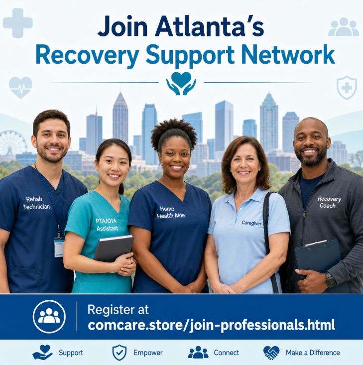 Join Atlanta's Recovery Support Network with Rehab Caregivers, assistants, home health aides, caregivers, and recovery coaches